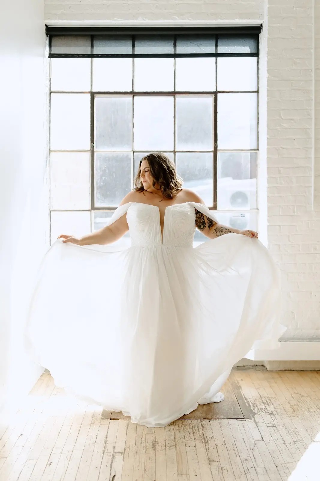 model wearing a wedding gown