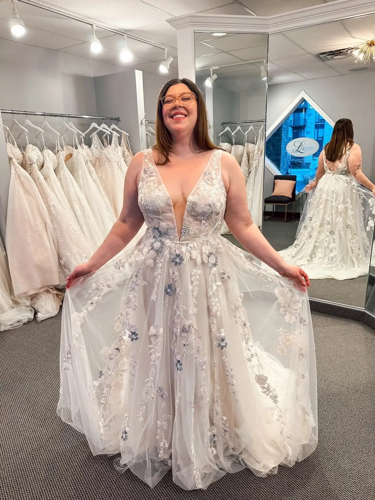 floral white wedding gown