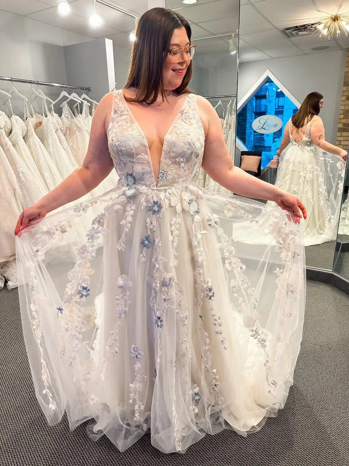 floral white wedding gown