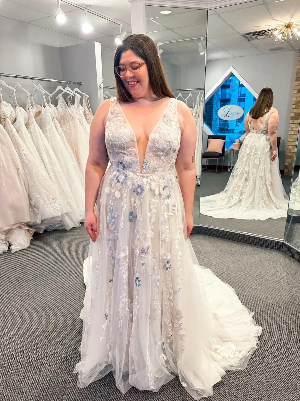 floral white wedding gown
