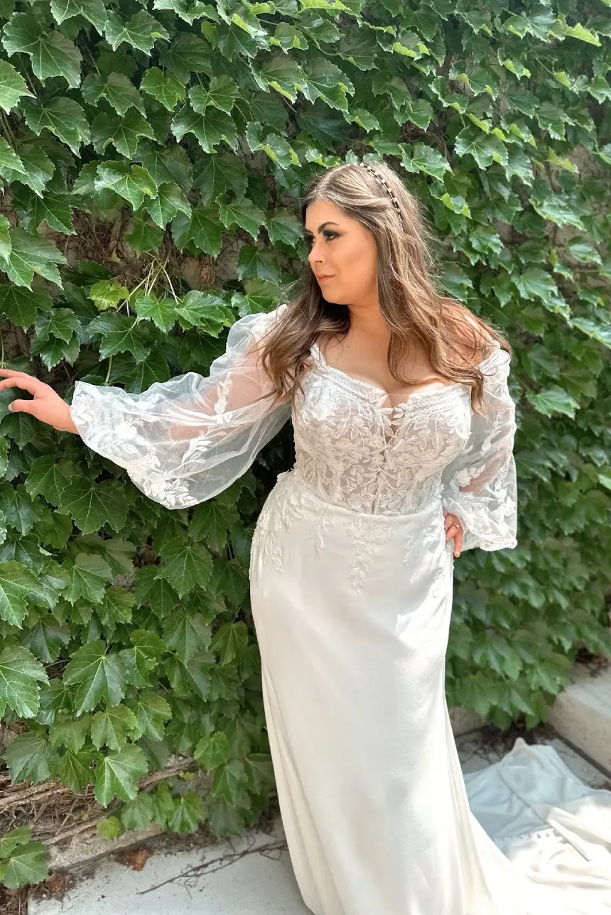 model wearing a white dress