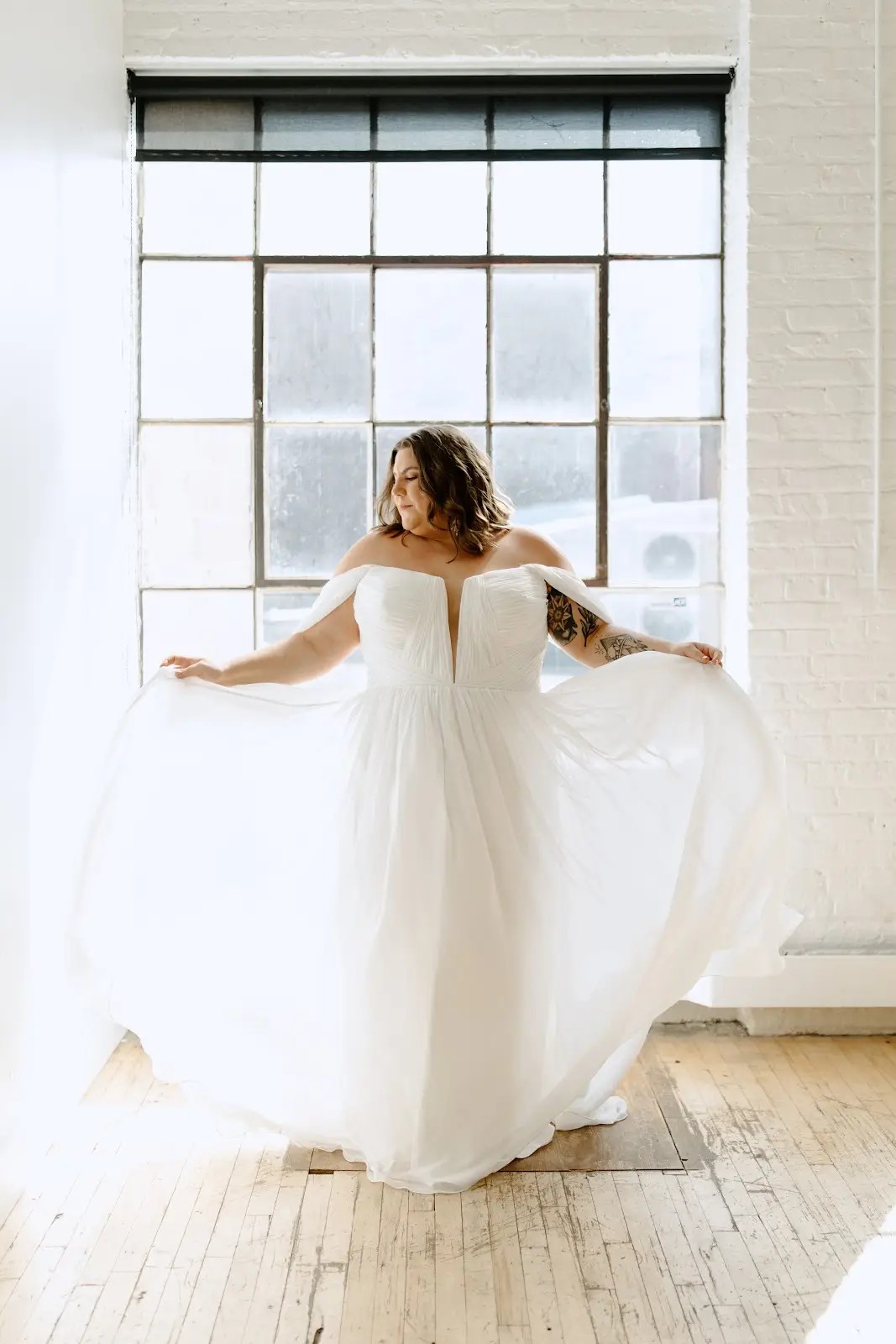 white wedding gown front