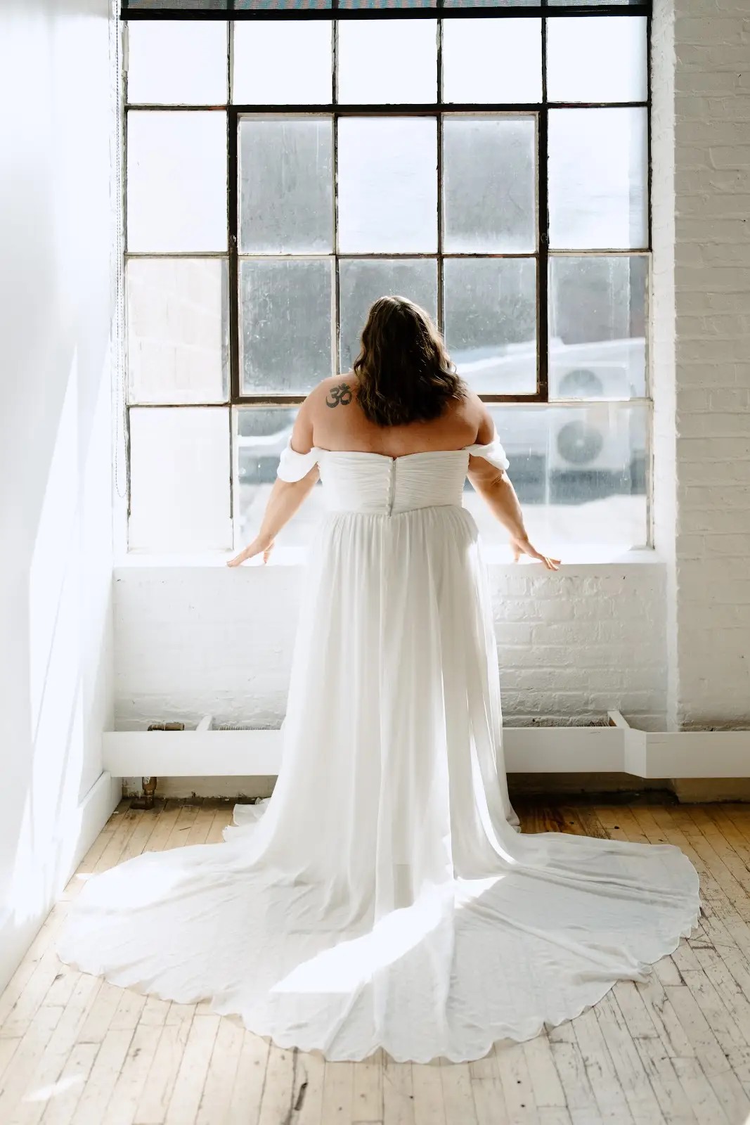 white wedding gown back