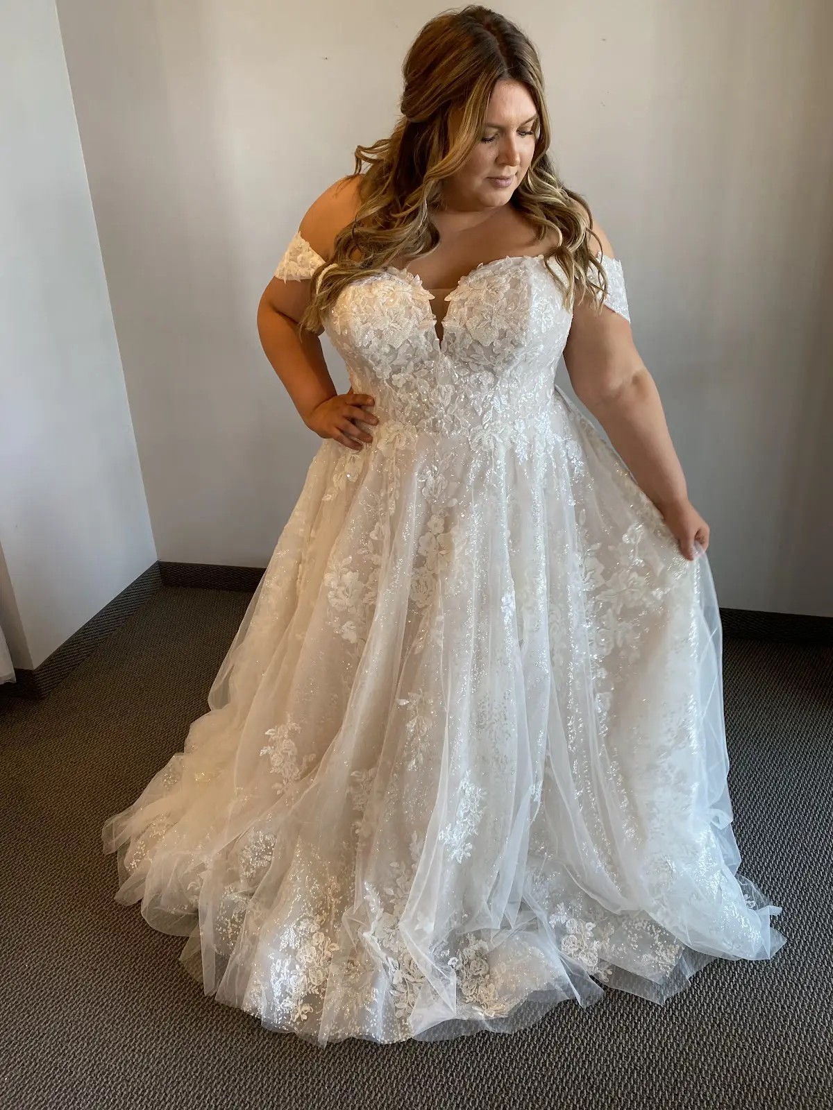 white a-line gown