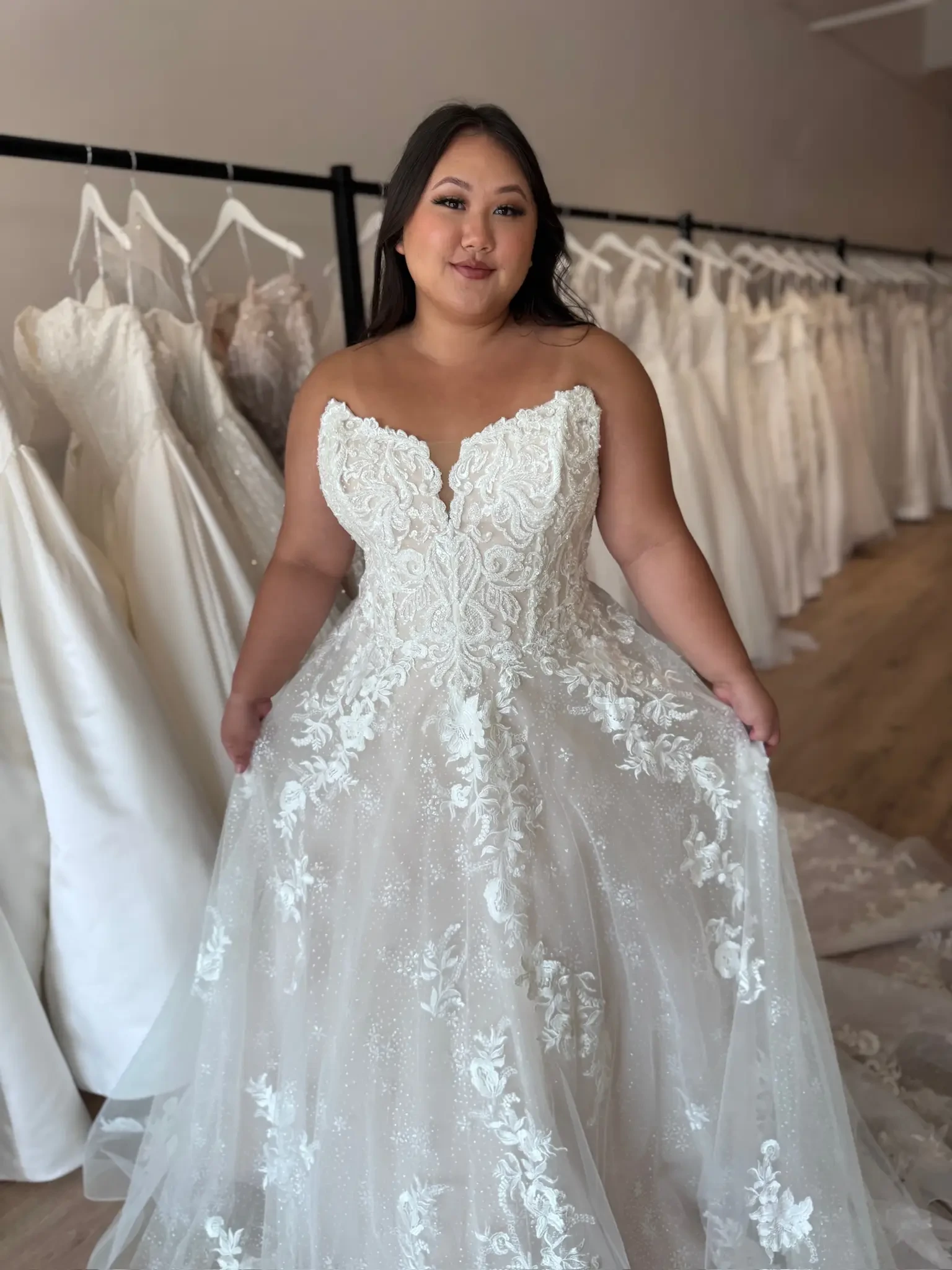 model wearing bridal gown