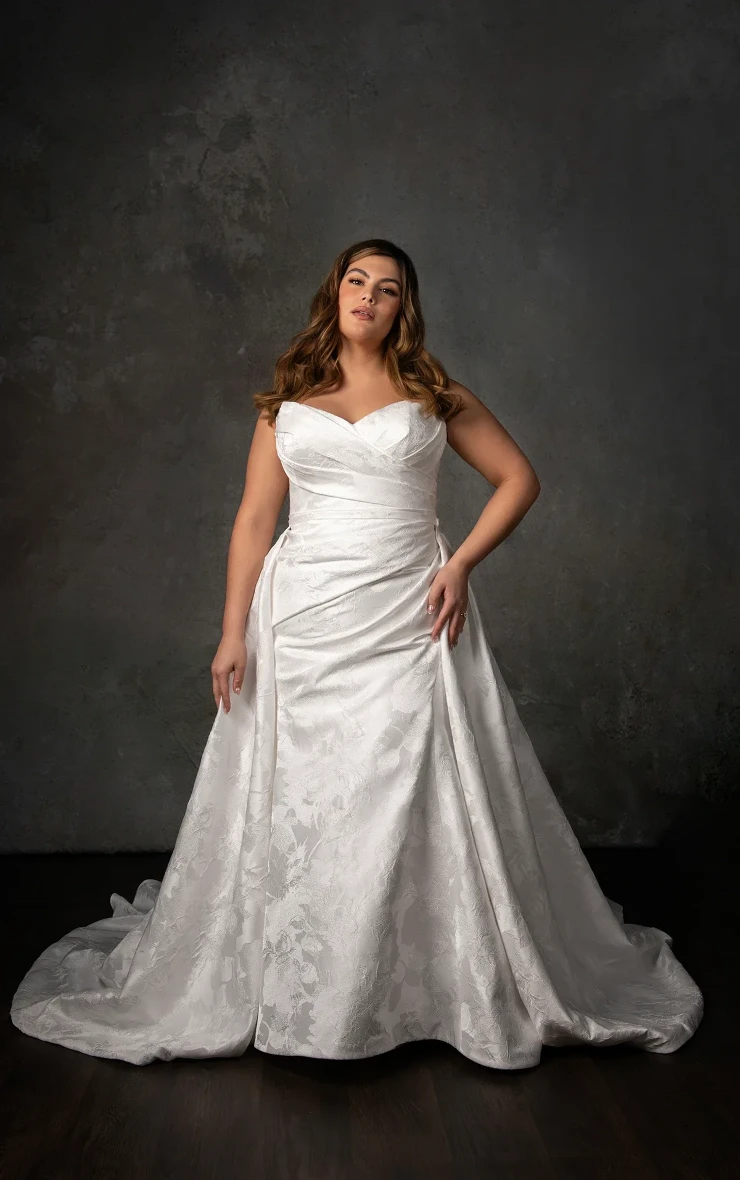 slim fit dress slacks Sweetheart Fit and Flare Lace Wedding Dress Strapless Bridal Gown for Curvy  Brides main image 0