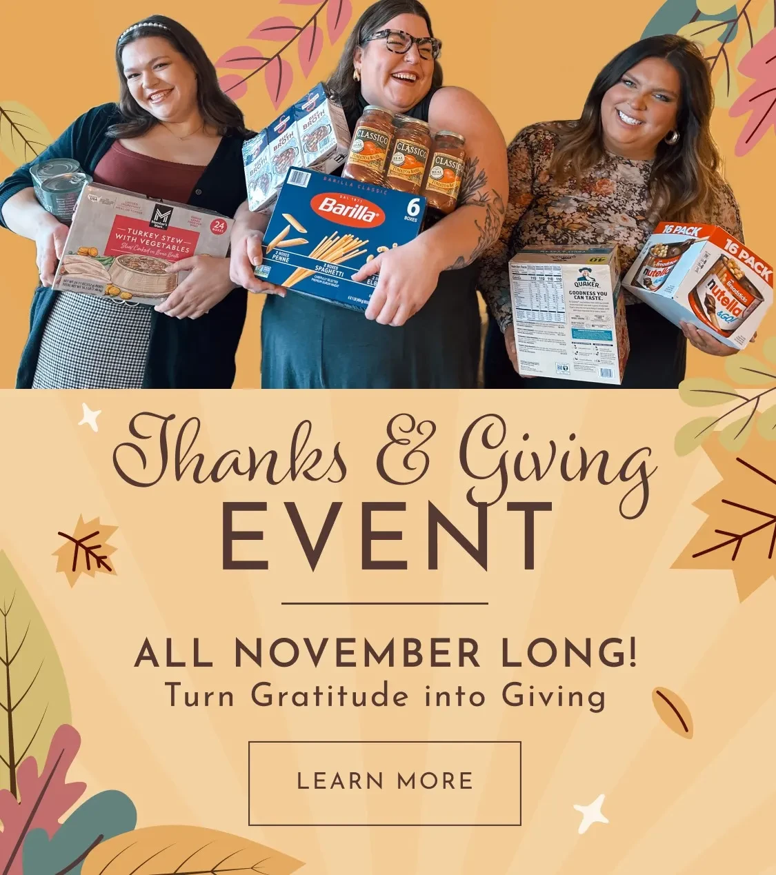 thanks and giving event november 2025 banner